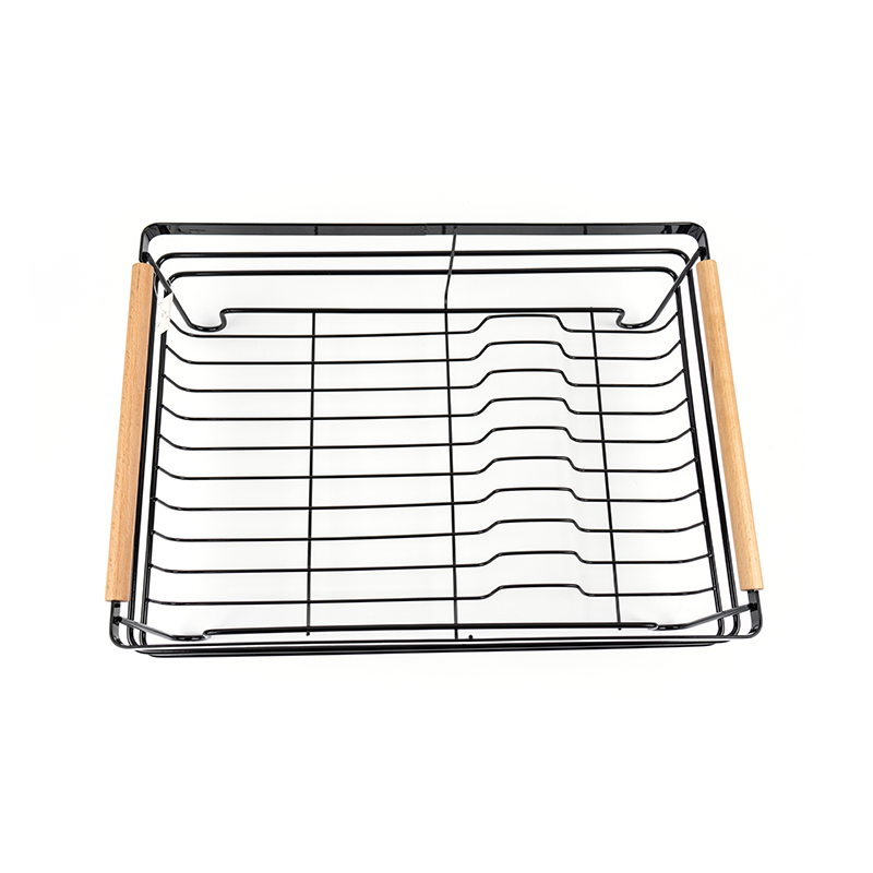 Metallum Dish Siccatio Rack cum ligneis Handles