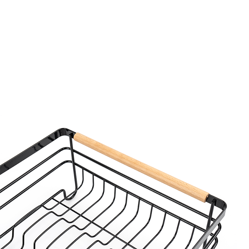 Metallum Dish Siccatio Rack cum ligneis Handles