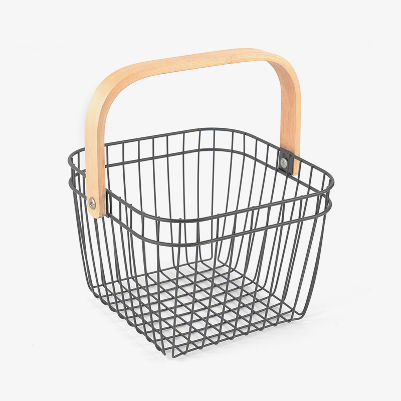 Metallum Mesh Basket cum ligneo manubrium at